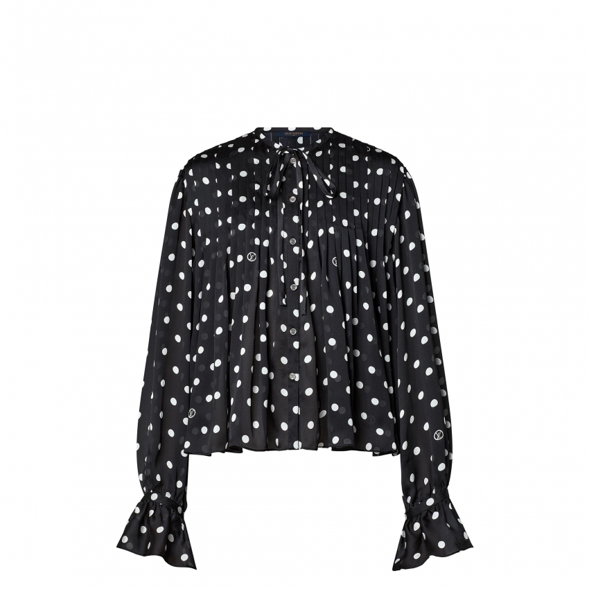 Louis Vuitton Sheer Mousseline Polka Dot Blouse Black - Women - Ready-to-Wear 1A9WUP