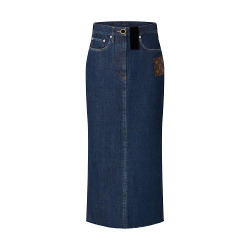 Louis Vuitton Monogram Patch Long Denim Skirt - Women - Ready-to-Wear 1A9X47