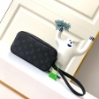 Louis Vuitton Monogram Pochette Volga Men's Black Zipper Pouch M68321