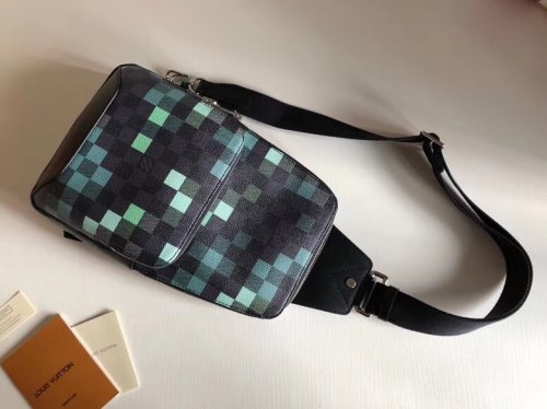 Louis Vuitton Damier Graphite Pixel Men Avenue Sling Bag N40069 Green