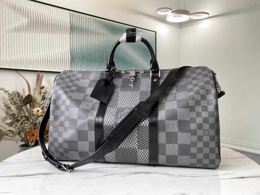 Louis Vuitton Keepall Bandouliere 50 Damier Graphite Canvas in Black - Travel N50016