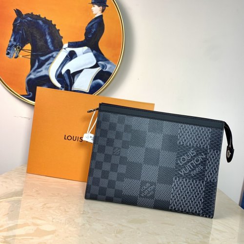 Louis Vuitton Pochette Voyage Damier Graphite Canvas in Black - Travel N60444 Louis Vuitton Pochette Voyage Damier Graphite Canvas in Black - Travel N60444