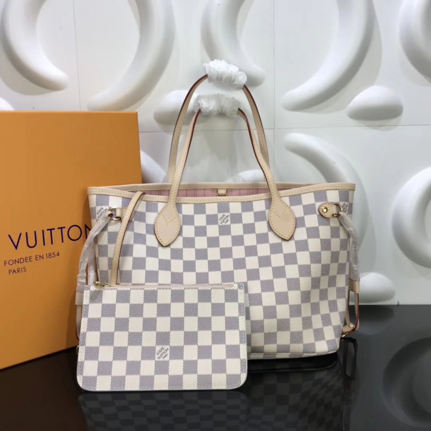 Louis Vuitton Damier Azur Canvas Neverfull PM tote M41362 Pink