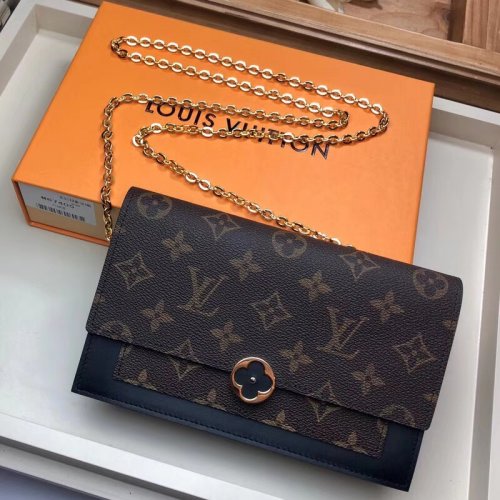 Louis Vuitton Monogram Canvas Flore Chain Wallet M67404 Noir Black