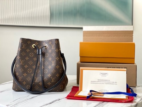 Louis Vuitton Luxury Monogram Canvas and Leather Handbag Neonoe M44020 Black