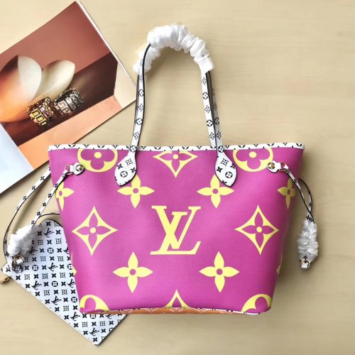 Louis Vuitton Giant Monogram Neverfull MM M44588 Pink/Lilac Louis Vuitton Giant Monogram Neverfull MM M44588 Pink/Lilac