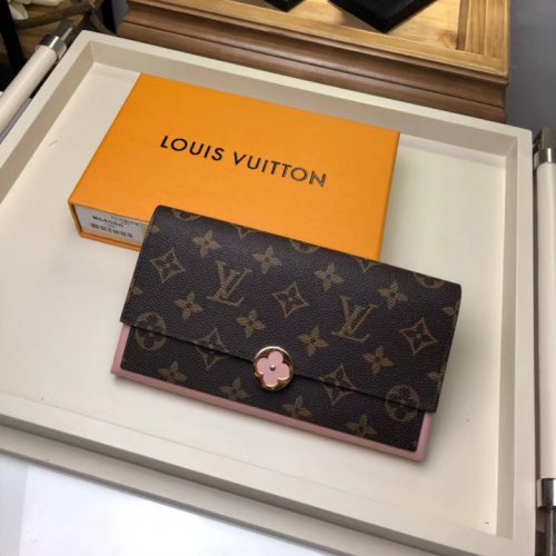 Louis Vuitton Monogram Canvas Flore Wallet M64586 Rose Ballerine Louis Vuitton Monogram Canvas Flore Wallet M64586 Rose Ballerine