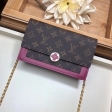 Louis Vuitton Monogram Canvas Flore Chain Wallet M67404 Fuchsia Lie De Vin