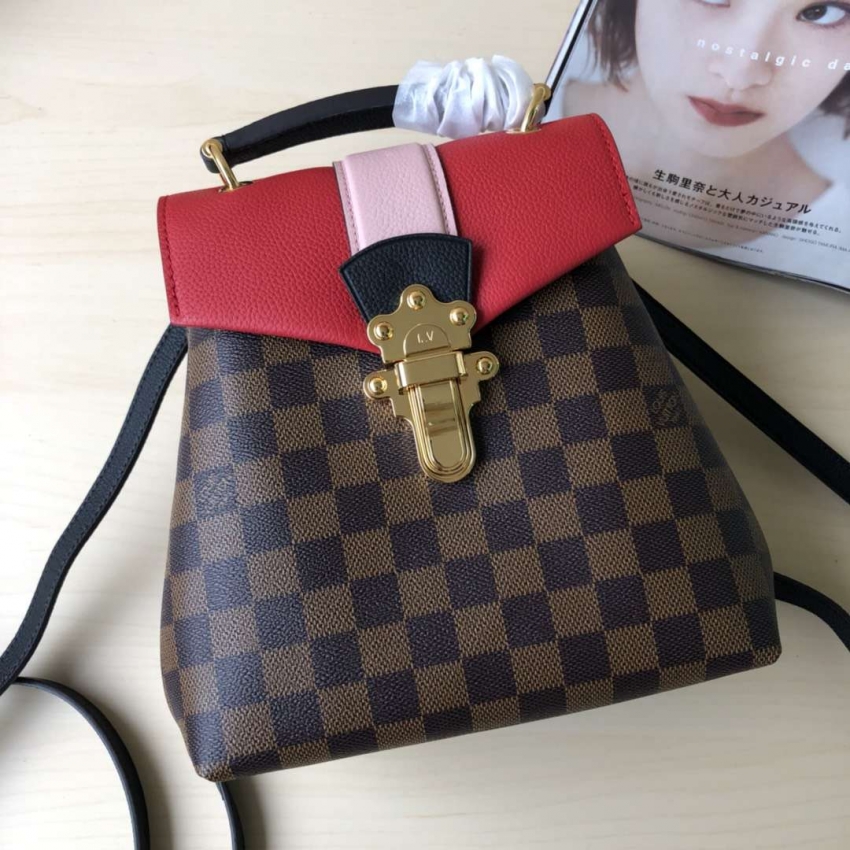 Louis Vuitton Damier Ebene Canvas Clapton Backpack N40104 Scarlet