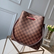 Louis Vuitton Damier Ebene Canvas NeoNoe MM Bucket Bag N40214 Cherry Berry