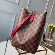 Louis Vuitton Damier Ebene Canvas NeoNoe MM Bucket Bag N40214 Cherry Berry