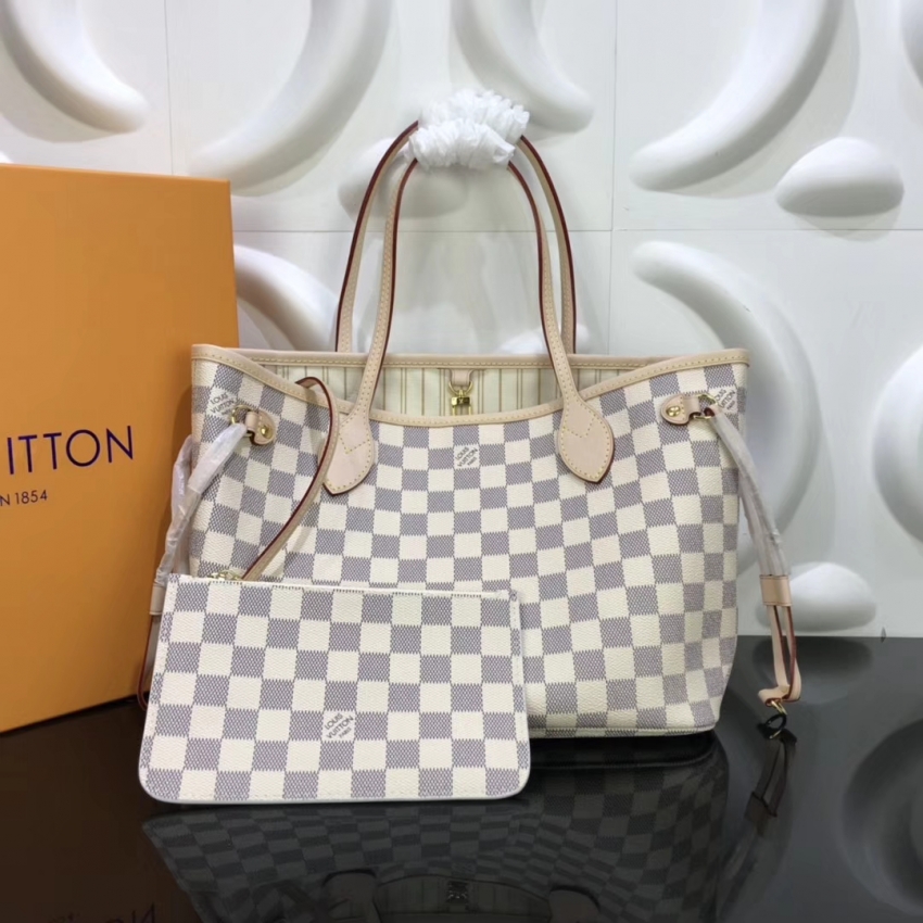 Louis Vuitton Damier Azur Canvas Neverfull PM tote N41362 Beige N51110