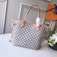 Louis Vuitton Damier Azur Canvas Neverfull MM Tote N41605 Rose Ballerine