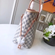 Louis Vuitton Damier Azur Canvas Neverfull MM Tote N41605 Rose Ballerine