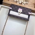 Louis Vuitton Damier Ebene Canvas Vavin Chain Wallet N60237 Creme