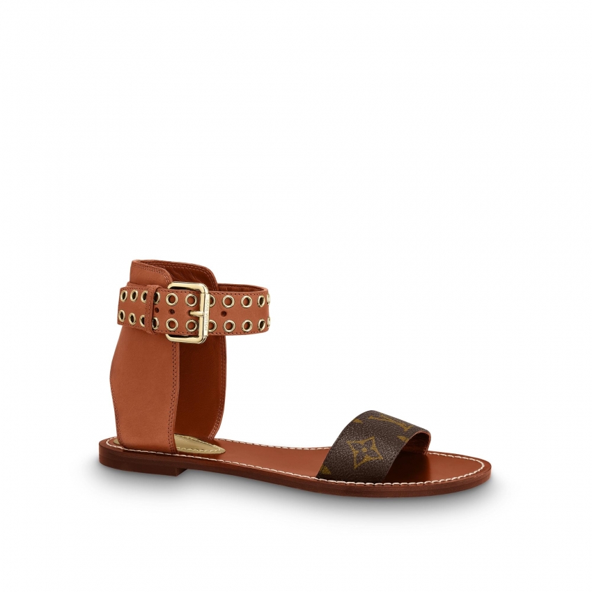 Louis Vuitton Wide Strap Gladiator - Passenger Flat Sandal, Brown 1A63ZZ Cognac