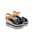 Louis Vuitton Since 1854 Boundary Wedge Sandal in Blue - Shoes 1A8N9N