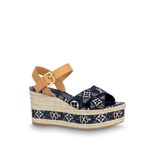 Louis Vuitton Since 1854 Boundary Wedge Sandal in Blue - Shoes 1A8N9N