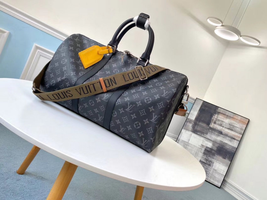 Louis Vuitton Monogram Eclipse Canvas Keepall 45 Bandouliere M40569BR