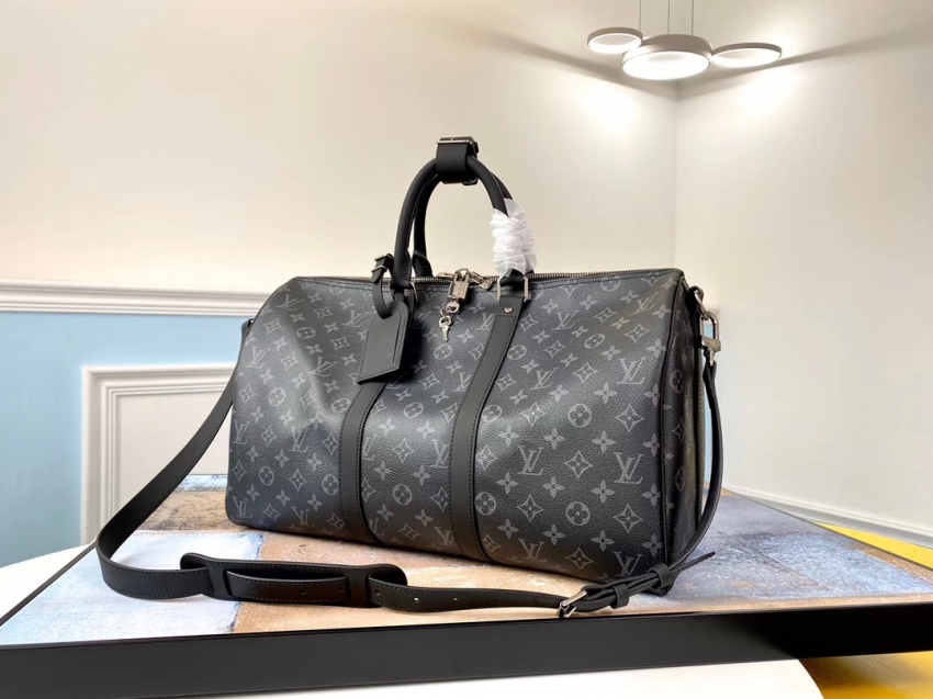 Louis Vuitton Monogram Eclipse Canvas Keepall 45 Bandouliere M40569