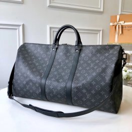 Louis Vuitton Monogram Eclipse canvas Keepall 55 Bandouliere M40605