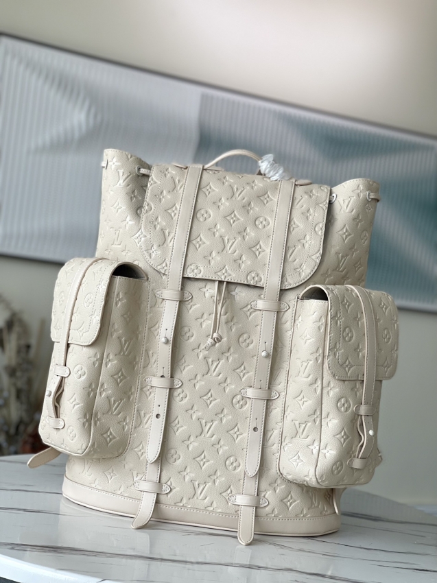 Louis Vuitton Monogram Empreinte Leather Christopher Backpack M53286 Beige