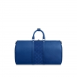 Louis Vuitton Keepall Bandoulière 50 K45 Taiga cowhide Pacific Blue - Men - Travel M53766