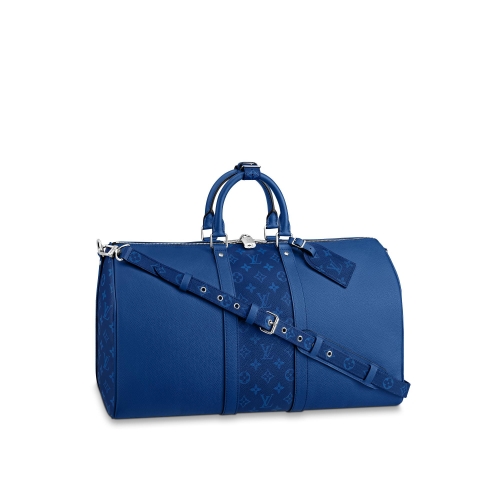 Louis Vuitton Keepall Bandoulière 50 K45 Taiga cowhide Pacific Blue - Men - Travel M53766