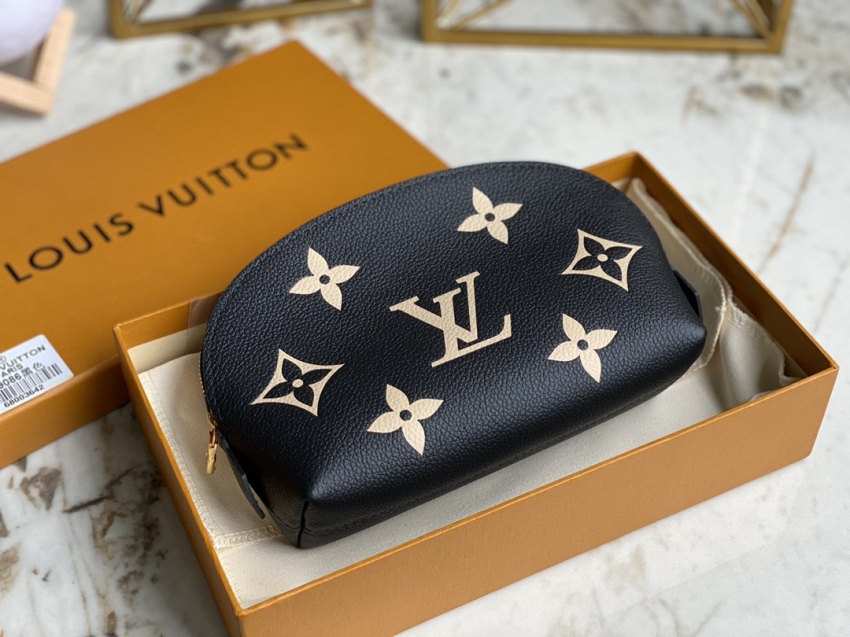 Louis Vuitton Pochette Cosmetique PM Monogram Empreinte Leather in Black - Women Travel M59086