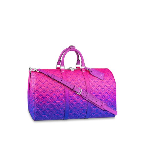 Louis Vuitton Keepall 50B Bandoulière bag Taurillon leather Blue/Pink - Men - Travel M59713
