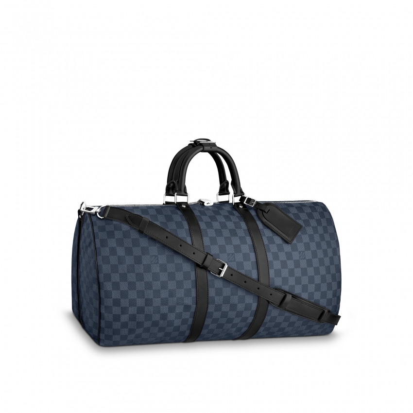 Louis Vuitton Keepall 55 Damier Cobalt Large Travel Duffle Bag, Navy N41356