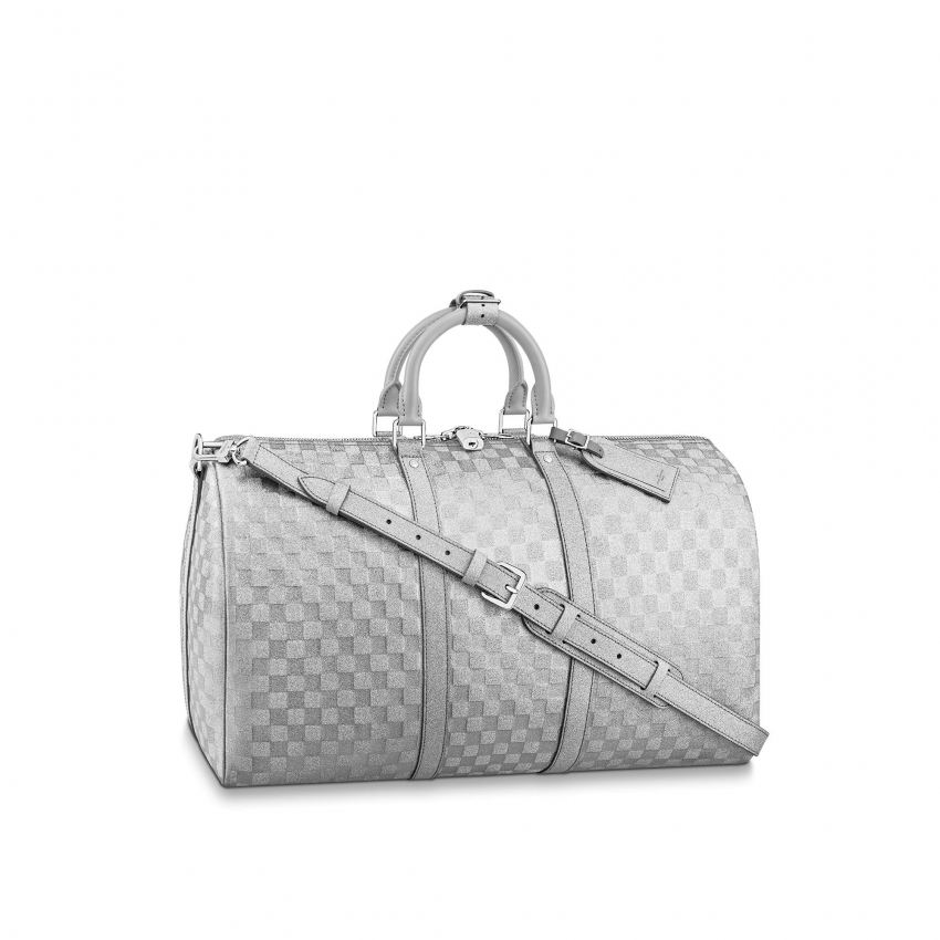 Louis Vuitton Keepall 50B Cowhide Leathers Silver - Men - Travel N58041