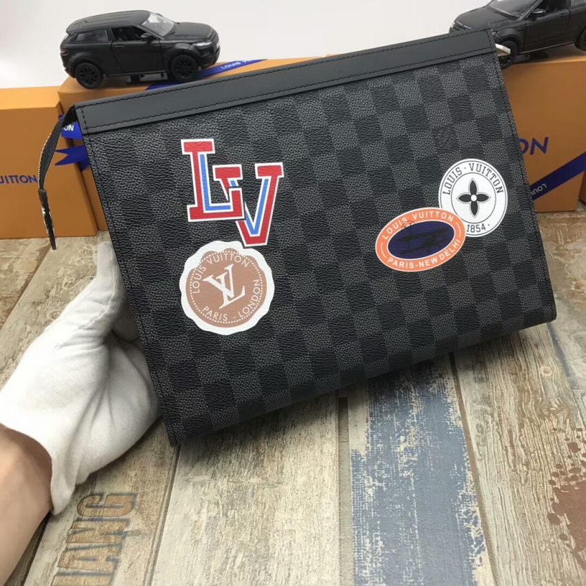 Louis Vuitton Damier Graphite Stickers Pochette Voyage MM N64442