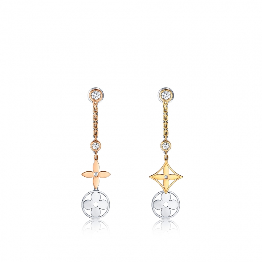 Louis Vuitton Blossom long earrings, 3 golds and diamonds - Women - Jewelry Q96413