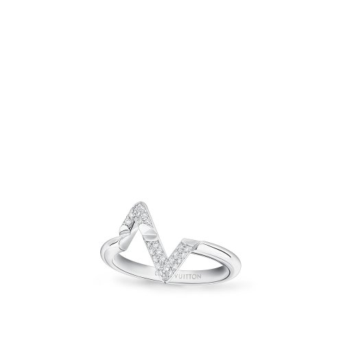 Louis Vuitton LV Volt Upside Down Ring, White Gold And Diamonds - Women - Jewelry Q9Q31A
