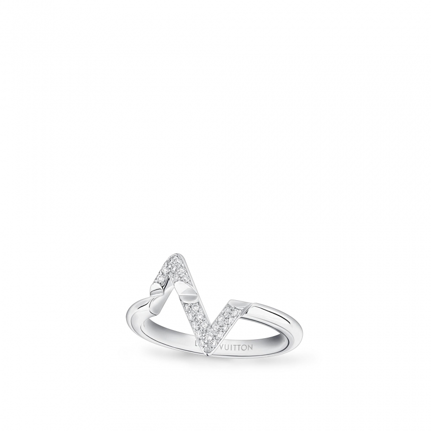 Louis Vuitton LV Volt Upside Down Ring, White Gold And Diamonds - Women - Jewelry Q9Q31A