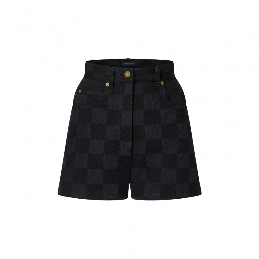 Louis Vuitton Damier Graphite Denim Mini Shorts - Women - Ready-to-Wear 1A9WPP