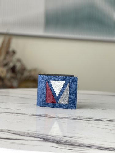 Louis Vuitton Multiple Wallet Taiga Leather in Blue - Men - Small Leather Goods M30799