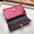 Louis Vuitton Patent Calf Leather Cherrywood Chain Wallet M63305 Red