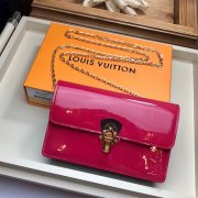 Louis Vuitton Patent Calf Leather Cherrywood Chain Wallet M63305