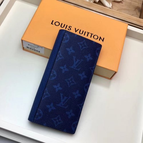 Louis Vuitton Taigarama Brazza Wallet Men M30297 Cobalt Navy Blue