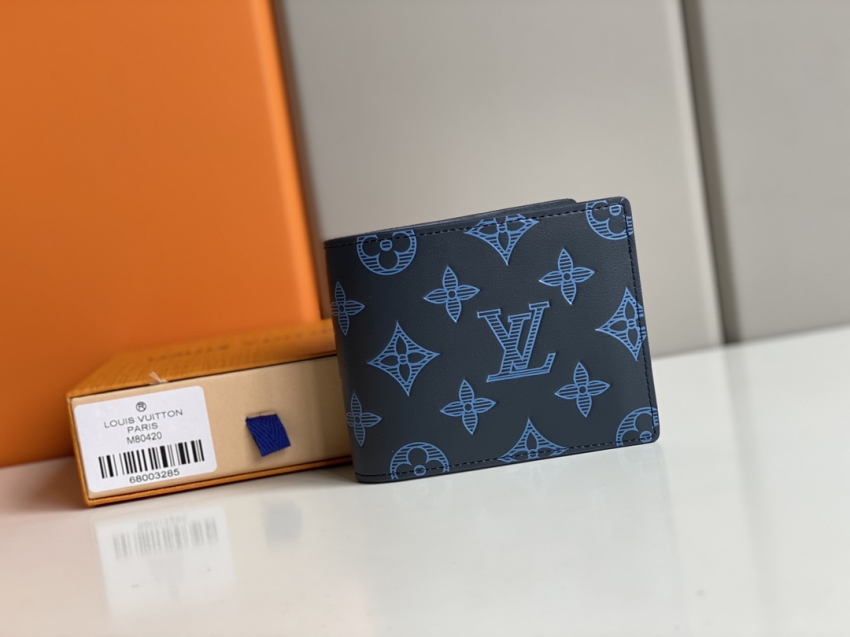 Louis Vuitton Multiple Wallet Monogram Shadow in Blue - Men - Small Leather Goods M80422