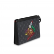 Louis Vuitton Pochette Voyage MM Monogram Eclipse Canvas in Red - Art Of Living - Trunks and Travel M80914