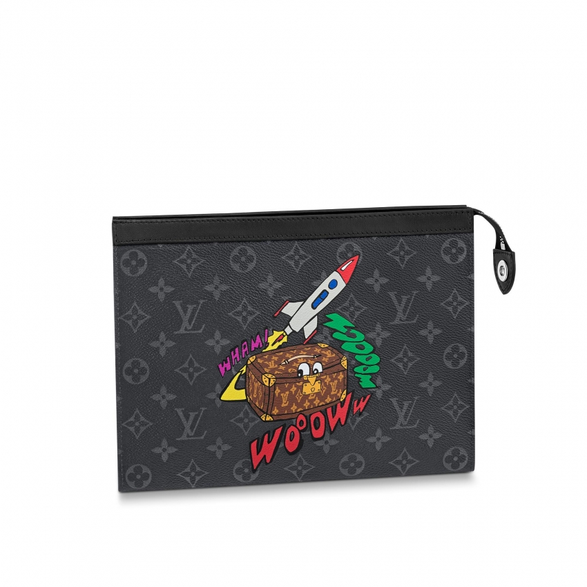 Louis Vuitton Pochette Voyage MM Monogram Eclipse Canvas in Red - Art Of Living - Trunks and Travel M80914
