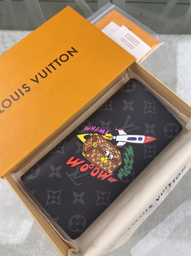 Louis Vuitton Brazza Wallet Monogram Eclipse Canvas in Red - Men - Small Leather Goods M80931