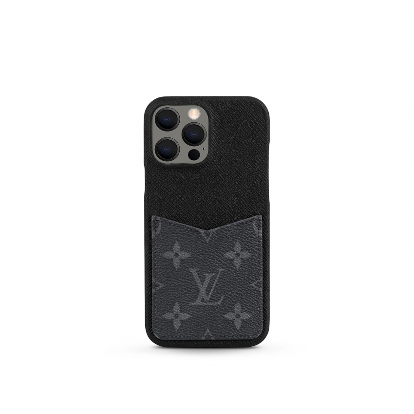 Louis Vuitton Iphone 13 Pro Max Bumper Monogram Eclipse Canvas in Grey - Men - Small Leather Goods M81088