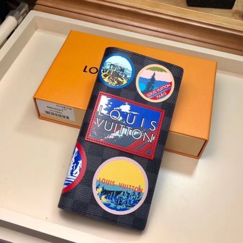 Louis Vuitton Damier Graphite Canvas Alpes Story Brazza Wallet N60091