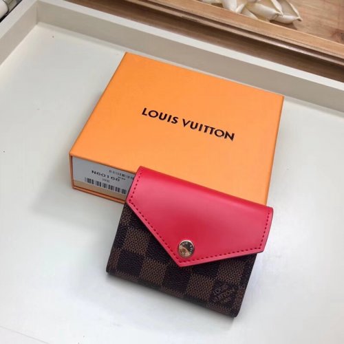 Louis Vuitton Damier Ebene Canvas Zoé Wallet N60166 Coquelicot Red Louis Vuitton Damier Ebene Canvas Zoé Wallet N60166 Coquelicot Red