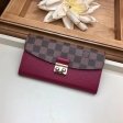 Louis Vuitton Damier Ebene Canvas Croisette Wallet N60207 Lie de Vin Red
