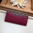 Louis Vuitton Damier Ebene Canvas Croisette Wallet N60207 Lie de Vin Red